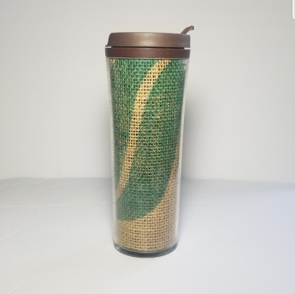 STARBUCKS 2010 INSULATED COFFEE TUMBLER BURLAP - Picture 2 of 8